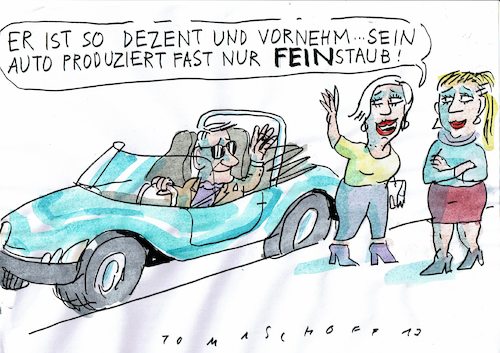 Cartoon: Fein (medium) by Jan Tomaschoff tagged auto,abgase,feinstaub,auto,abgase,feinstaub