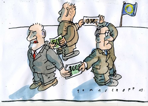 Cartoon: Finanzhilfe (medium) by Jan Tomaschoff tagged finanzen,eu,finanzen,eu