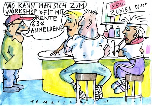 Cartoon: Fit mit 63 (medium) by Jan Tomaschoff tagged rente,rente