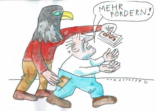 Cartoon: Fördern (medium) by Jan Tomaschoff tagged haushalt,geld,politik,haushalt,geld,politik