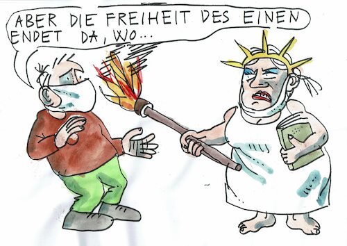 Cartoon: Freiheit (medium) by Jan Tomaschoff tagged freiheit,toleranz,rücksicht,diskussion,freiheit,toleranz,rücksicht,diskussion