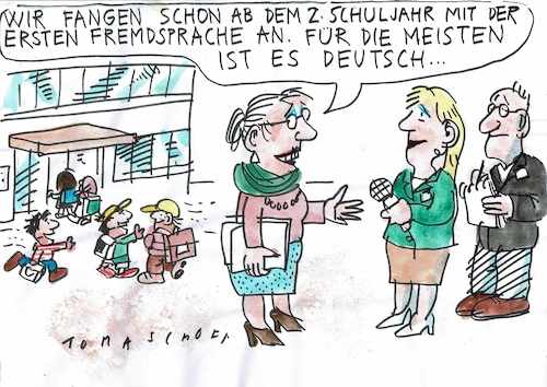 Cartoon: Fremdsprache (medium) by Jan Tomaschoff tagged migration,sprache,integration,schule,migration,sprache,integration,schule
