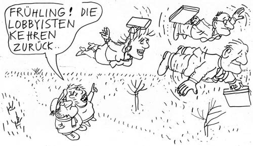 Cartoon: Frühling (medium) by Jan Tomaschoff tagged lobbyisten,