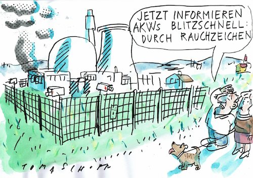 Cartoon: Frühwarnung (medium) by Jan Tomaschoff tagged atomkraft,sicherheit,atomkraft,sicherheit