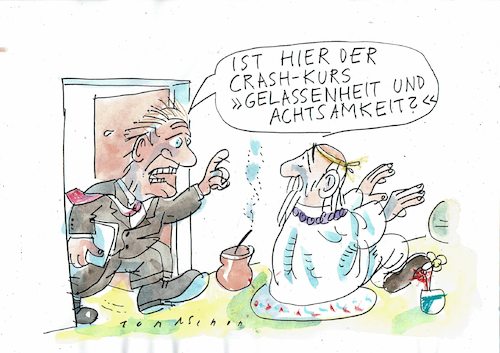 Cartoon: Gelassenheit (medium) by Jan Tomaschoff tagged stress,zeitdruck,gelassenheit,achtsamkeit,stress,zeitdruck,gelassenheit,achtsamkeit