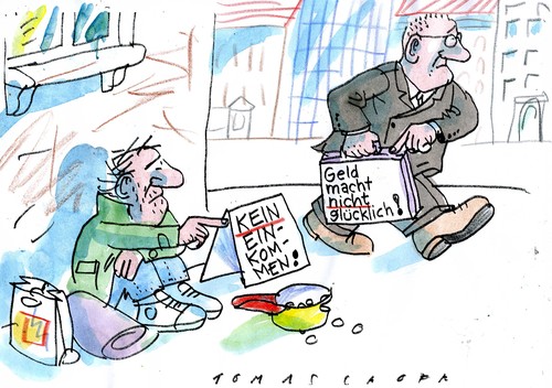 Cartoon: Geld macht nicht glücklich (medium) by Jan Tomaschoff tagged geld,armut,reichtum,geld,armut,reichtum
