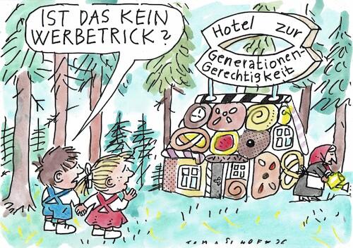 Cartoon: Gerecht (medium) by Jan Tomaschoff tagged jung,alt,demografie,generationengerchrigkeit,jung,alt,demografie,generationengerchrigkeit