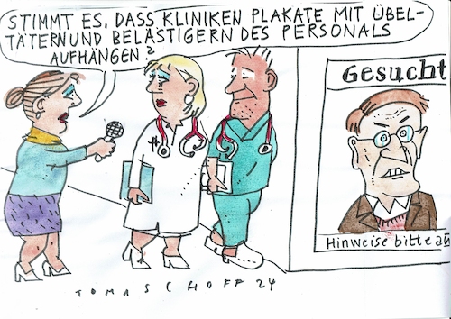 Cartoon: Gesucht (medium) by Jan Tomaschoff tagged leuterbach,gesundheit,krankenhaus,reform,leuterbach,gesundheit,krankenhaus,reform