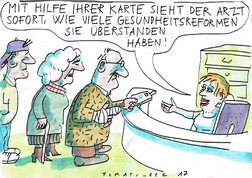 Cartoon: Gesundheitskarte (medium) by Jan Tomaschoff tagged gesundheit,elektronik,datenaustausch,gesundheit,elektronik,datenaustausch