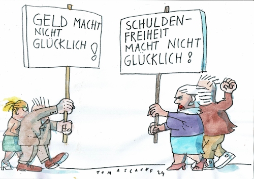 Cartoon: Glück (medium) by Jan Tomaschoff tagged geld,schulden,haushalt,geld,schulden,haushalt