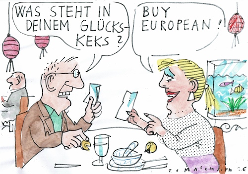 Cartoon: Glückskeks (medium) by Jan Tomaschoff tagged china,europa,wirtschaft,china,europa,wirtschaft