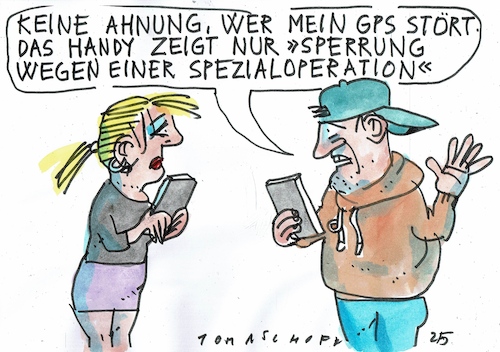 Cartoon: GPS (medium) by Jan Tomaschoff tagged gps,spionage,russland,gps,spionage,russland