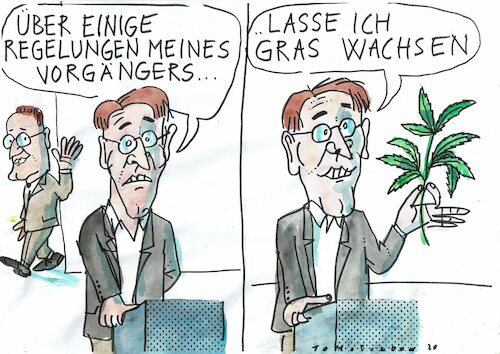 Cartoon: Gras (medium) by Jan Tomaschoff tagged cannabis,lauterbach,cannabis,lauterbach