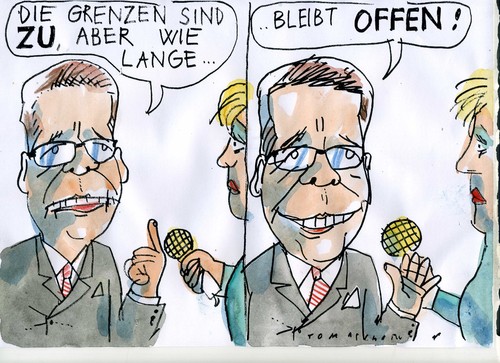 Cartoon: Grenzen (medium) by Jan Tomaschoff tagged schengen,flüchtlinge,grenzen,schengen,flüchtlinge,grenzen