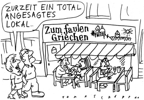 Cartoon: Griechenland (medium) by Jan Tomaschoff tagged faul,griechen,restaurant,finanzen,finanzkrise,pleite,griechenland,faul,griechen,restaurant,finanzen,finanzkrise,pleite,griechenland