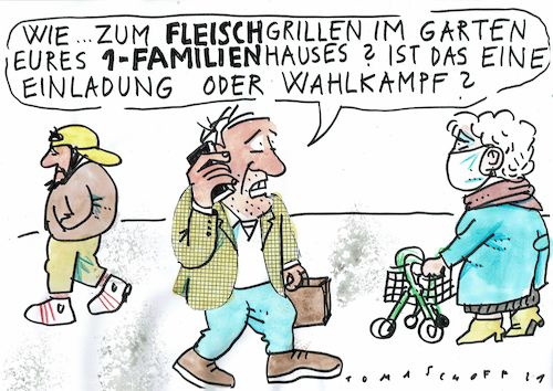 Cartoon: Grillen (medium) by Jan Tomaschoff tagged umwelt,grüne,fleisch,bauen,wohnen,umwelt,grüne,fleisch,bauen,wohnen