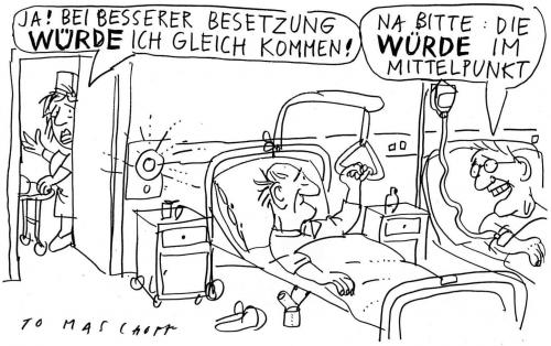 Cartoon: Gute Besserung! (medium) by Jan Tomaschoff tagged menschenwürde,gesundheitssystem,menschenwürde,gesundheitssystem,abhören,ambulanz,apotheke,apotheker,arznei,arzneimittel,arzt,ärztekammer,arztpraxis,assistenzarzt,befinden,behandlung,behandlungsraum,behandlungsstuhl,blutdruck,check,chefarzt,diagnose,freimachen,geburtshelfer,gesundheit,gesundheitskosten,gesundheitsreform,gesundheitsvorsorge,gesundheitswesen,gesundheitszustand,hebamme,heil,heilkundiger,hypochonder,hypochondrie,intensivstation,kassenpatient,klinik,krankenhaus,krankenkasse,krankenschwester,krankenwagen,kunstfehler,kurpfuscher,medikament,medikus,medizin,mediziner,notaufnahme,op,operation,patient,pflege,pflegedienst,pfleger,pflegerin,pharmaindustrie,pharmakonzerne,pharmazeutika,pharmazie,potenz,praxis,privatpatient,quacksalber,rettungsdienst,rezept,sanitäter,sprechstunde,sprechzimmer,spritze,stethoskop,trage,untersuchung,untersuchungszimmer,visite,vorsorge,wartezimmer,wohlbefinden,wohlergehen