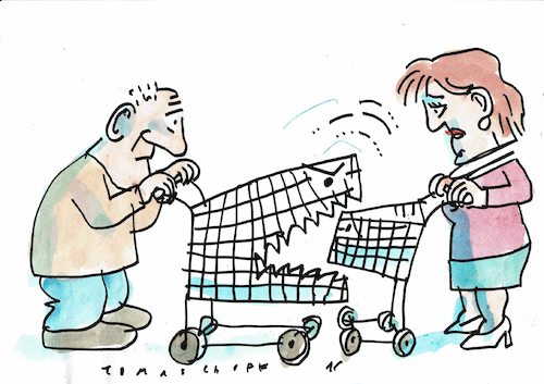 Cartoon: Handel (medium) by Jan Tomaschoff tagged einkauf,handel,konkurrenz,einkauf,handel,konkurrenz