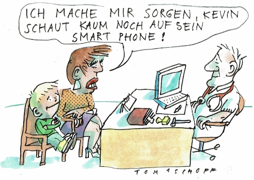Cartoon: Handy (medium) by Jan Tomaschoff tagged gesundheit,kind,medien,handy,gesundheit,kind,medien,handy