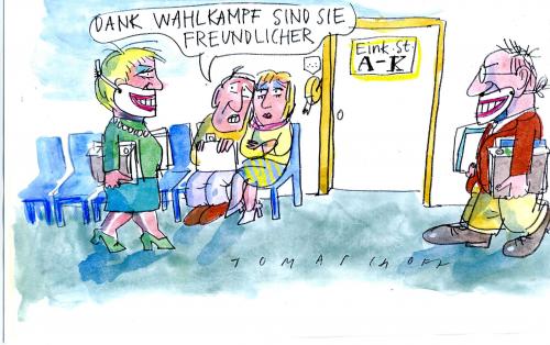 Cartoon: Harmonie (medium) by Jan Tomaschoff tagged wahlen,steuern,wahlgeschenke,steuergeschenke,wahlversprechen