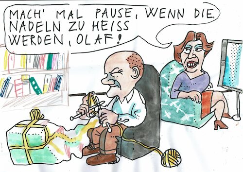 Cartoon: Heisse Nadeln (medium) by Jan Tomaschoff tagged krise,entlastungspakete,krise,entlastungspakete