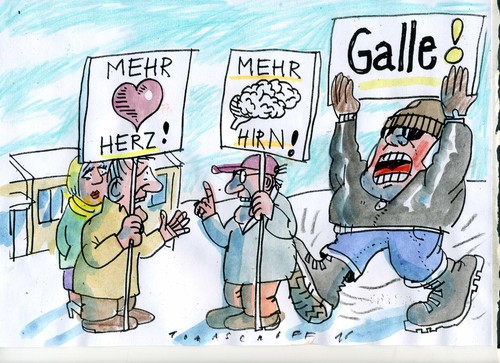 Cartoon: Herz oder Hirn (medium) by Jan Tomaschoff tagged migration,asyl,fremdenangst,migration,asyl,fremdenangst