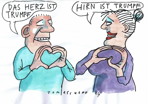 Cartoon: Herz und Hirn (medium) by Jan Tomaschoff tagged herz,hirn,gefühl,verstand,herz,hirn,gefühl,verstand