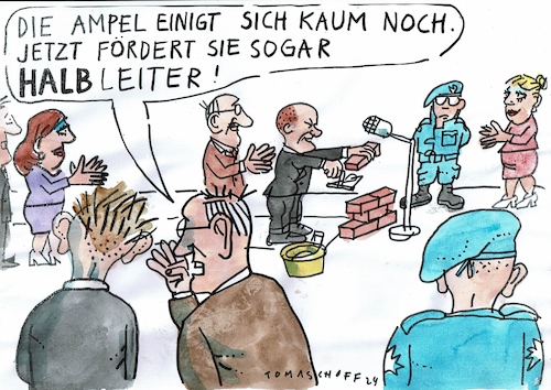 Cartoon: Hlbleiter (medium) by Jan Tomaschoff tagged technologie,subventionen,ampel,technologie,subventionen,ampel