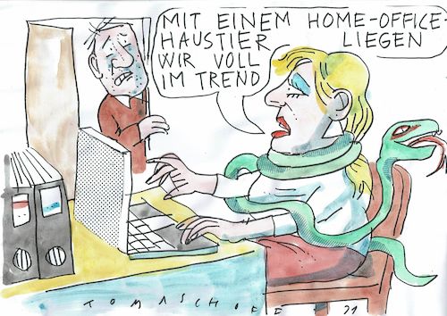 Cartoon: Home office (medium) by Jan Tomaschoff tagged shutdown,home,office,haustier,shutdown,home,office,haustier