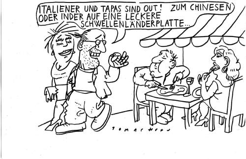 Cartoon: In - Out (medium) by Jan Tomaschoff tagged schwellenländer,essen,style
