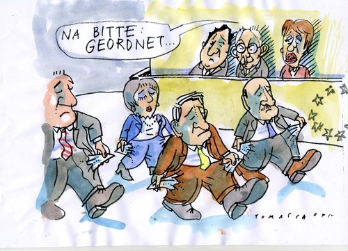 Cartoon: Insolvenz (medium) by Jan Tomaschoff tagged geordnete,insolvenz,geordnete,insolvenz