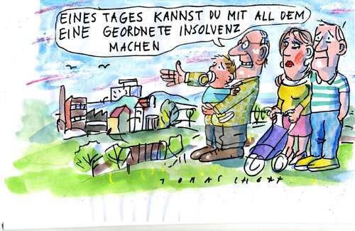 Cartoon: Insolvenz (medium) by Jan Tomaschoff tagged insolvenz,insolvenz,feld,finanzen,pleite