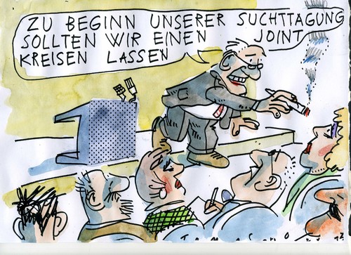 Cartoon: Joint venture (medium) by Jan Tomaschoff tagged sucht,cannabis,sucht,cannabis