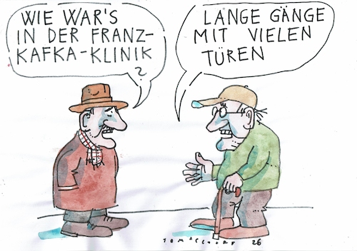 Cartoon: Kafka (medium) by Jan Tomaschoff tagged klinik,horror,absurdes,gesundheit,klinik,horror,absurdes,gesundheit
