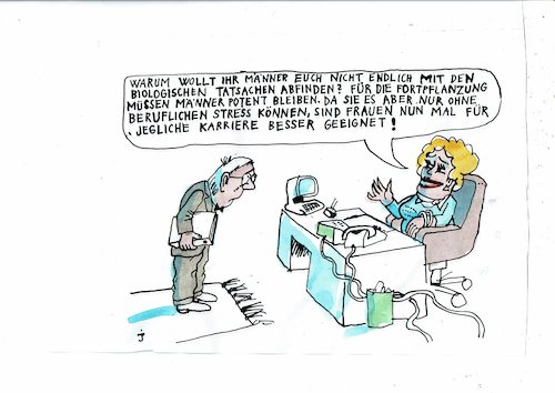 Cartoon: Karrierechancen (medium) by Jan Tomaschoff tagged gender,chancen,wirtschaft,quote,gender,chancen,wirtschaft,quote