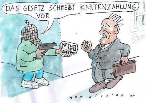 Cartoon: Kartenzahlung (medium) by Jan Tomaschoff tagged geld,scheckkarte,bargeldlos,überfall,geld,scheckkarte,bargeldlos,überfall