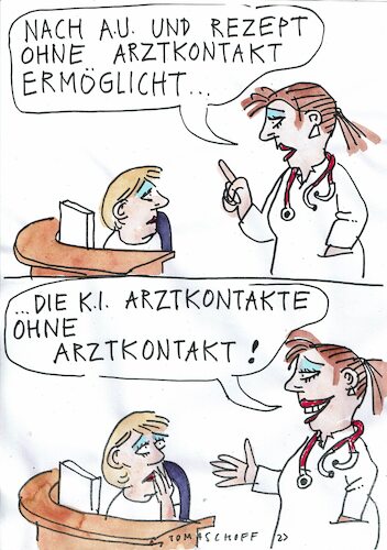 Cartoon: KI (medium) by Jan Tomaschoff tagged ki,gesundheit,arzt,kontakt,nähe,ki,gesundheit,arzt,kontakt,nähe