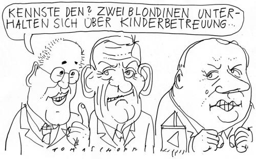Cartoon: Kinderbetreuung (medium) by Jan Tomaschoff tagged kinderbetreuung,die,linke,gysi,lafontaine