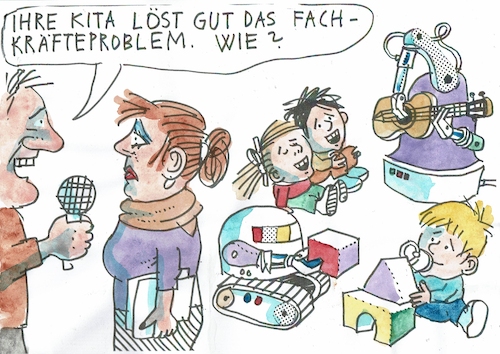 Cartoon: Kita (medium) by Jan Tomaschoff tagged frührente,fachkräftemangel,handwerk,frührente,fachkräftemangel,handwerk