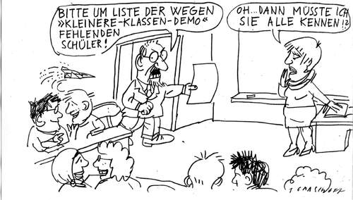 Cartoon: Kleinere Klassen! (medium) by Jan Tomaschoff tagged schulen,bildungssystem,schüler,lehrer,demo