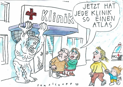 Cartoon: Klinikatlas (medium) by Jan Tomaschoff tagged klinik,atlas,qualität,gesundheit,klinik,atlas,qualität,gesundheit