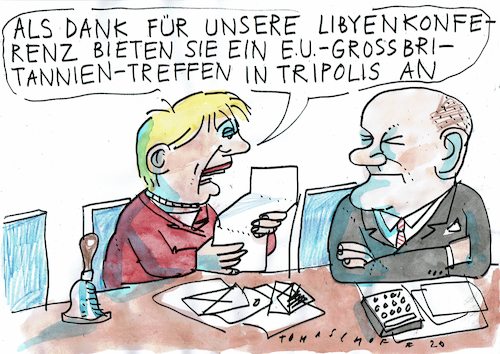 Cartoon: Konferenzen (medium) by Jan Tomaschoff tagged brexit,eu,uk,libyen,brexit,eu,uk,libyen