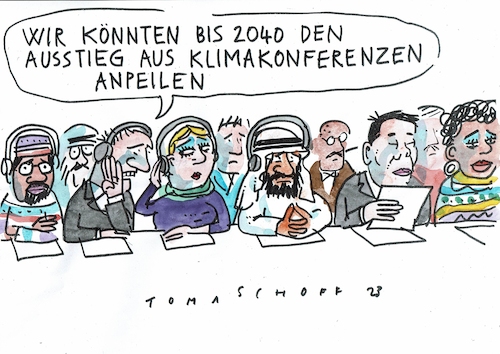 Cartoon: Konferenzen (medium) by Jan Tomaschoff tagged klima,konferenzen,politiker