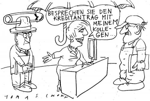 Cartoon: Kreditklemme (medium) by Jan Tomaschoff tagged banken,kreditvergabe,kreditsperre,mittelstand,unternehmen