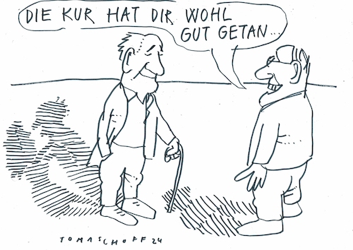 Cartoon: Kur (medium) by Jan Tomaschoff tagged medizin,reha,kur,kurschatten,flirt,medizin,reha,kur,kurschatten,flirt