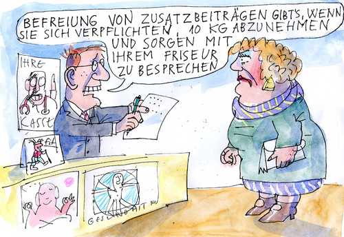 Cartoon: KV-Zusatzzahlungen (medium) by Jan Tomaschoff tagged kav,gesundheitssystem,zusatzbeiträge,krankenkassen