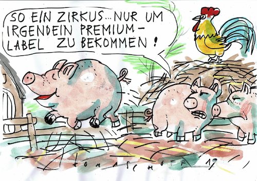 Cartoon: Label (medium) by Jan Tomaschoff tagged bio,fleisch,tierhaltung,bio,fleisch,tierhaltung