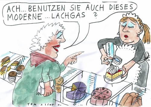 Cartoon: Lachgas (medium) by Jan Tomaschoff tagged lachgas,sucht,schlagsahne,kuchen,lachgas,sucht,schlagsahne,kuchen