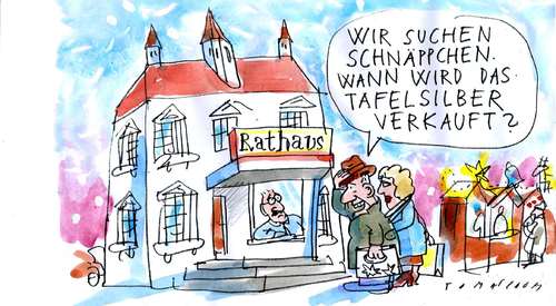 Cartoon: Länder und Kommunen (medium) by Jan Tomaschoff tagged staatshaushalt,schulden,verschuldung,länder,gemeinden