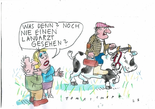 Cartoon: Landarzt (medium) by Jan Tomaschoff tagged gesundheit,medizin,ärzte,land,gesundheit,medizin,ärzte,land